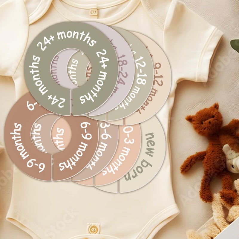 cephira Baby Closet Dividers for Clothes – Earth Tone Round Baby Clothes Dividers for Closet Rod, Nursery Closet Organizer & Decor, Clear Labels for Easy Sorting, Fits Most Rods - Image 5